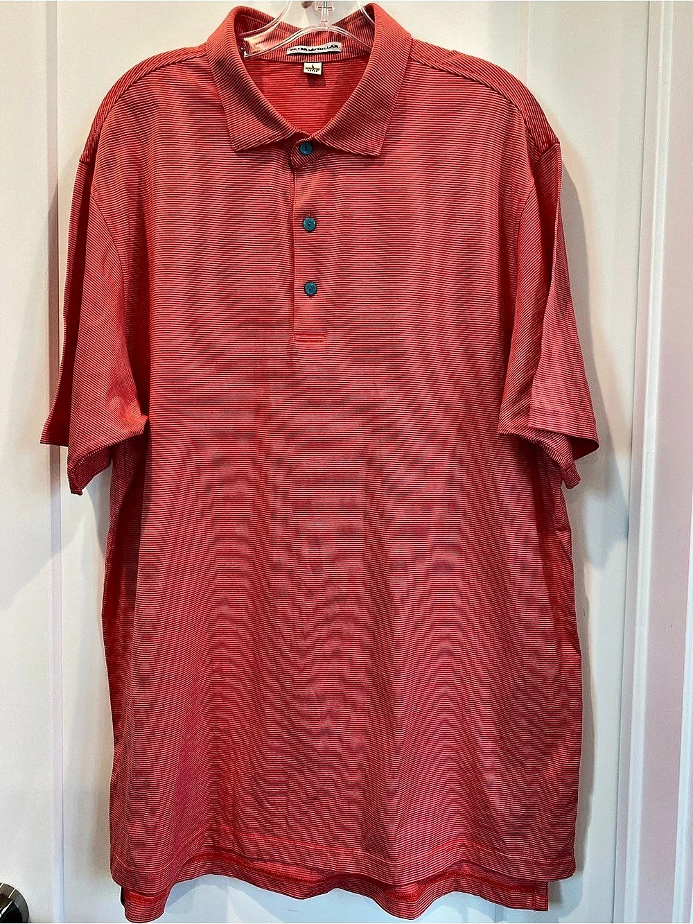 Peter Millar Striped Polo in Red